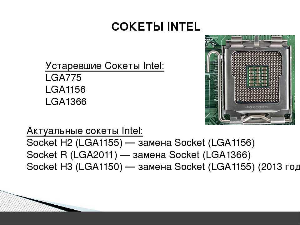 Поколения сокетов intel