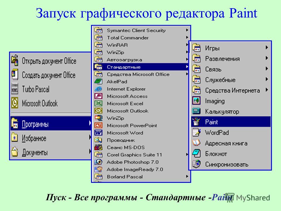 Какие из указанных стандартных программ windows позволяют создавать графические изображения ответы